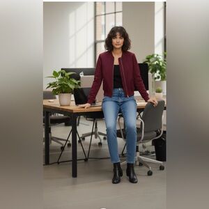 Chico's Rich Burgundy Bomber Jacket